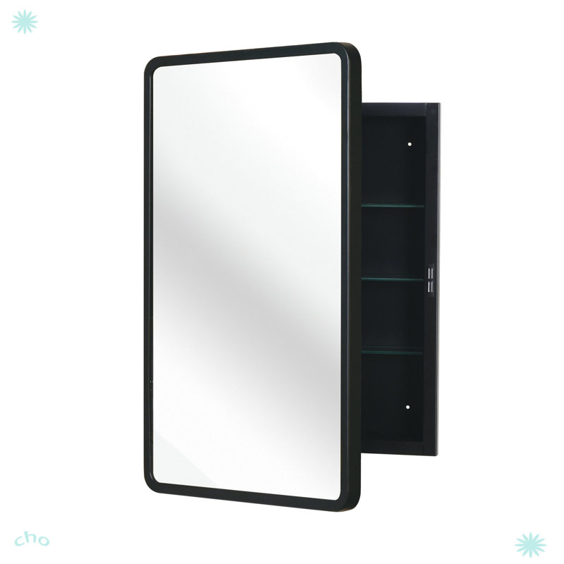 Armoire à miroir murale encastrée en métal, 23,92 po x 15,92 po x 5,25 po