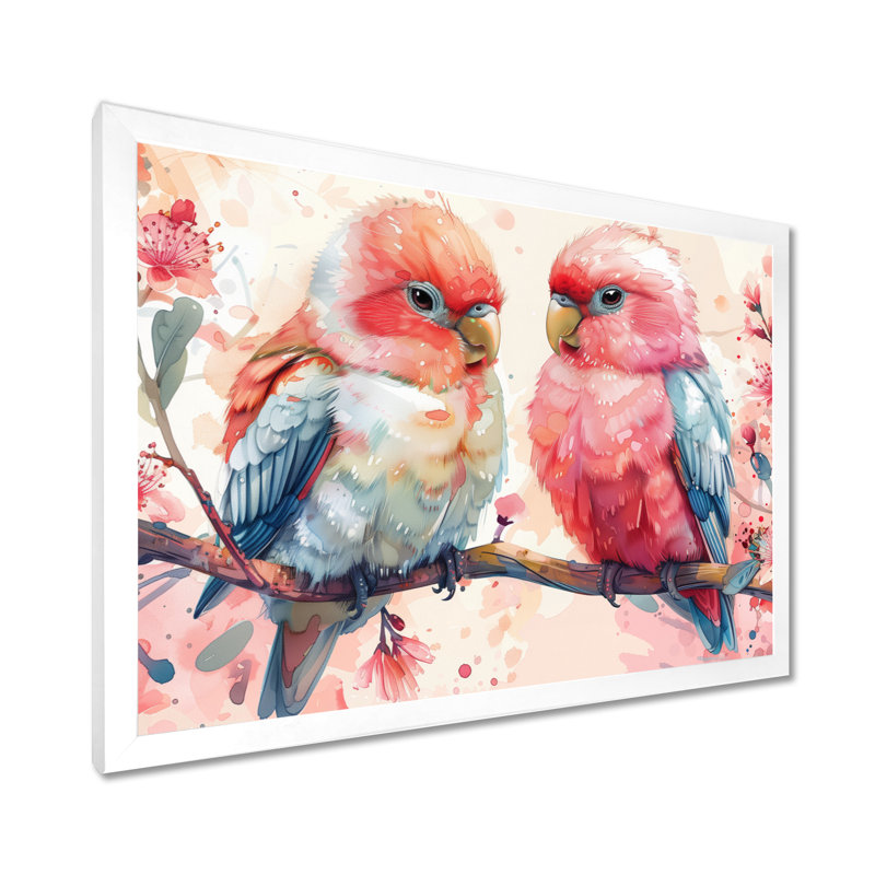 Saxatil - Art mural perroquet, H 30 po x l 40 po, Cadre simple blanc