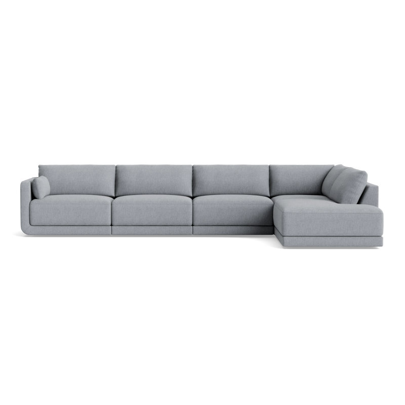 Eva Modular Corner Sectional, Performance Weave - Zinc, Right Hand Facing