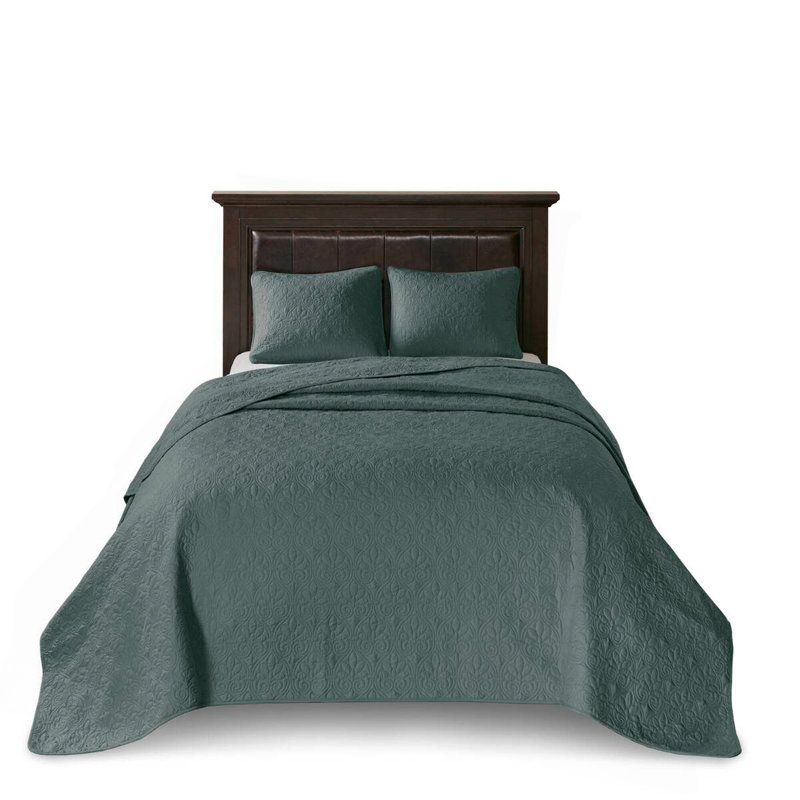 3 Piece Reversible Bedspread Set Balsam Green King, King Bedspread + 2 Shams