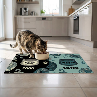 Tapis antidérapant cachemire pour nourriture et eau pour animaux