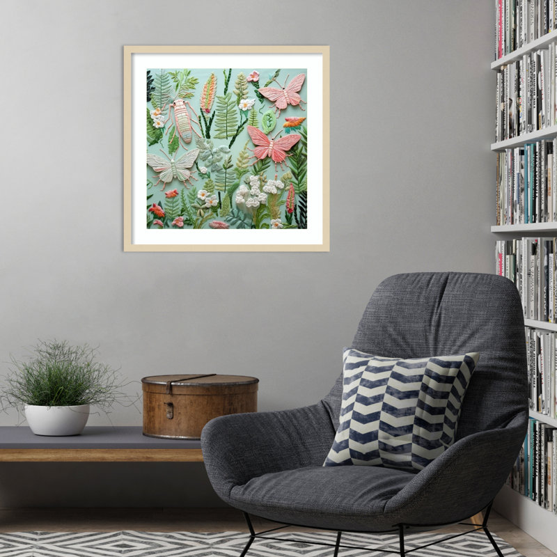 «Butterflies Patch» par Roozbeh, impression sur bois encadrée, H 25 po x l 25 po