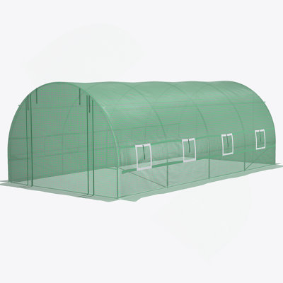 19' X 10' X 7' Walk-In Tunnel Greenhouse With Zippered Door & 8 Mesh Windows, Large Garden Hot House Kit