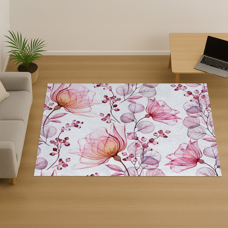 Floral Area Rug, Rectangle 140 x 200 cm
