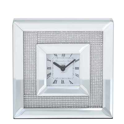 Analogue Quartz Movement / Crystal Tabletop Clock in Silver