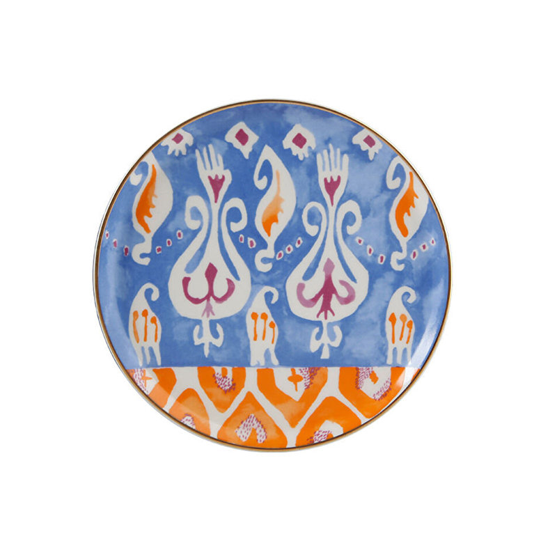 Ikat Set Of 6 Side Plates, Multicoloured, 20 Cm