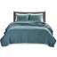 Courtepointe 2 pièces sarcelle simple / simple TG - réversible, microfibre, rembourrée de coton, pour une chambre à coucher douce et moelleuse, microfibre avec rembourrage, microbienne, confort matelassé Channel