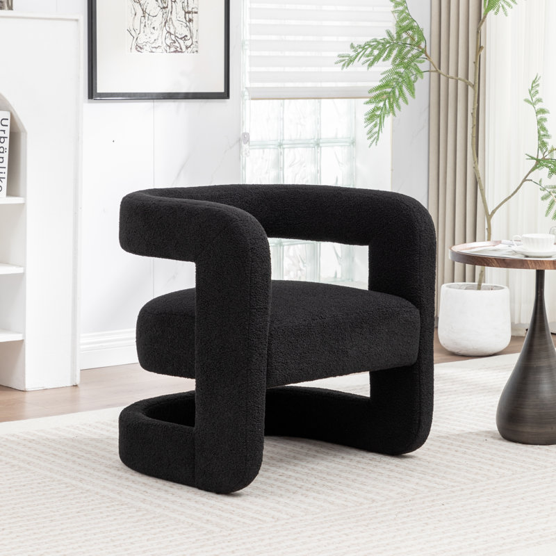 Divaraj Upholstered Barrel Chair, Black Teddy