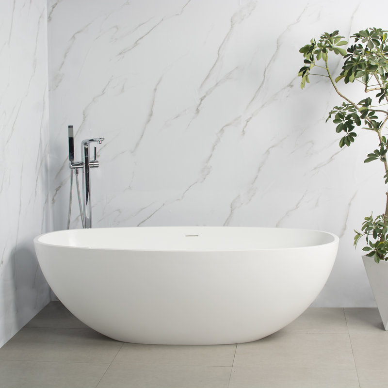 Baignoire de trempage autoportante 65,2 pouces pour salle de bain