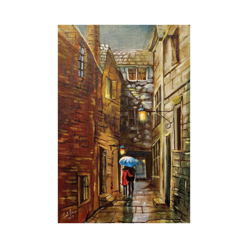 Back Wynd by Gordon Bruce - Painting on Canvas, Wrapped Canvas, 20.32 cm H x 30.48 cm W