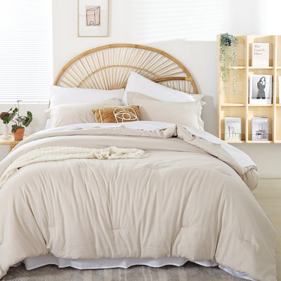 Weigelia Fluffy Comforter Set 7 Pieces-Bedding Set for All Seasons Soft Comforter With Fitted Sheet, Flat Sheet, Pillow Shams, Pillowcases