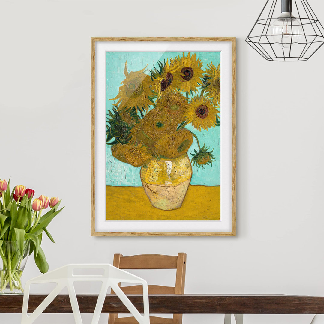 Gerahmter Kunstdruck Vase mit Sonnenblumen von Vincent van Gogh