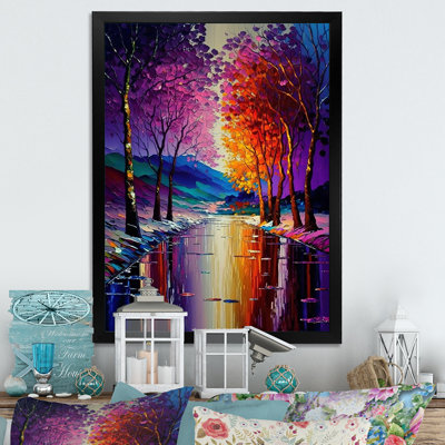 «Colorful Trees at Sunset by the Riverside I», reproduction sur toile