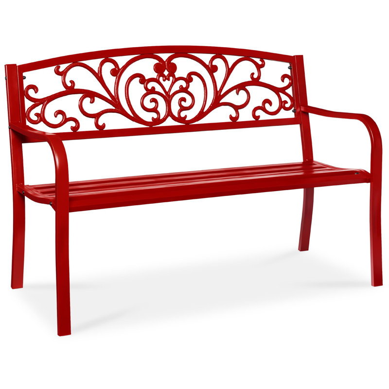 Banc de jardin en acier pour l'extérieur, Rouge