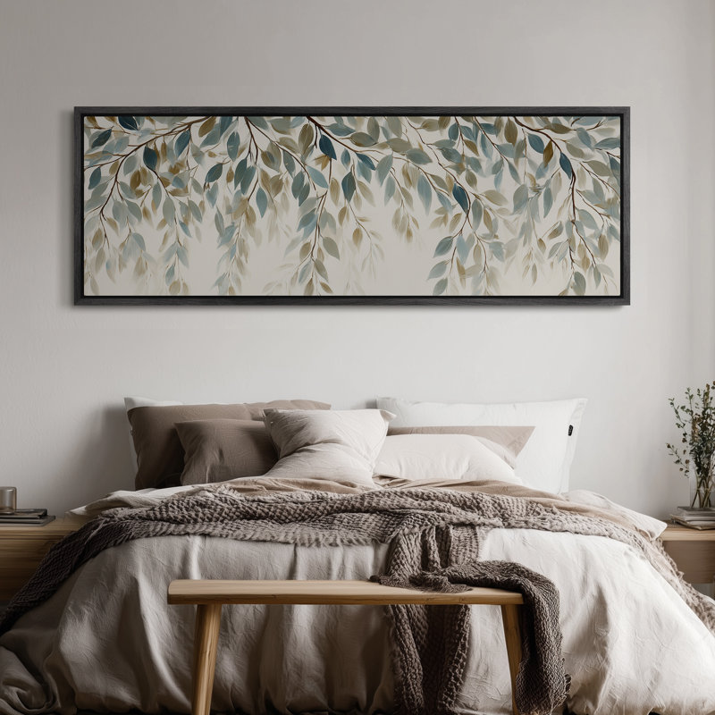«Falling Leaves» dans des tons bleus et neutres pour impression murale de chambre à coucher ou de couloir, H 20 po x l 60 po