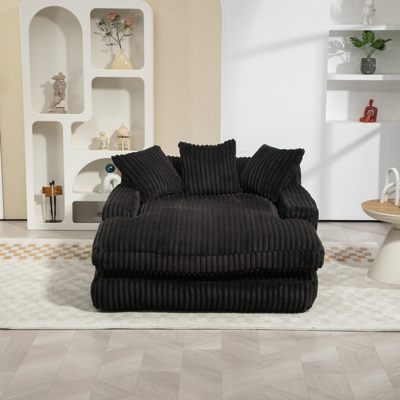 Upholstered Chaise Lounge, Black