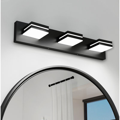 Éclairage pour meuble-lavabo moderne rotatif à 3 lumières DEL avec luminosité réglable noir mat