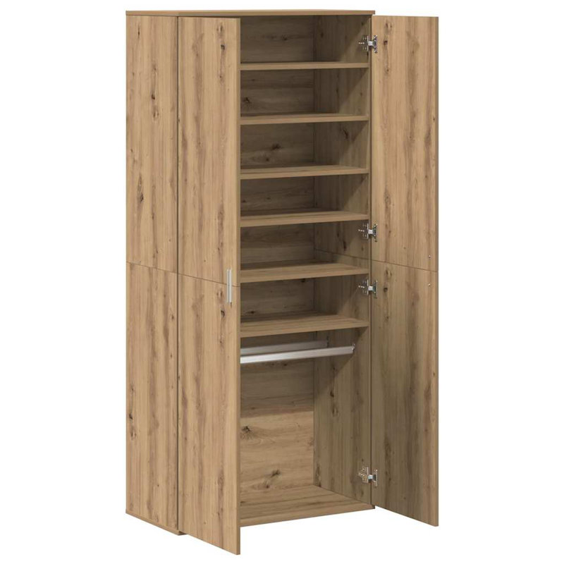 Highboard With Shelf 80 X 39 X 178 Cm Engineered Wood, Artisan Oak