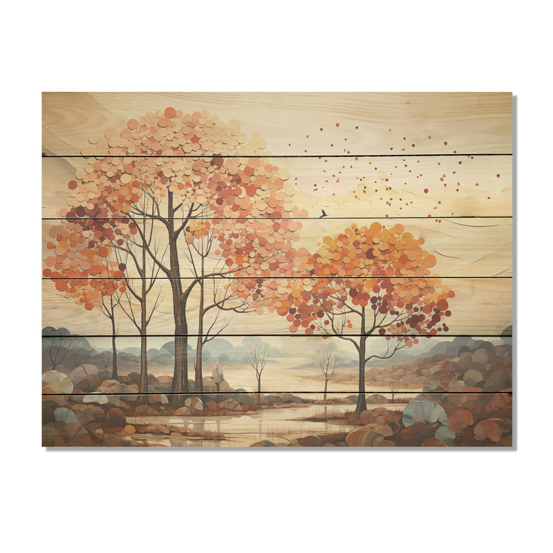 Collage de sapins en sourdine - érable sur bois de pin naturel, H 10 po x l 20 po