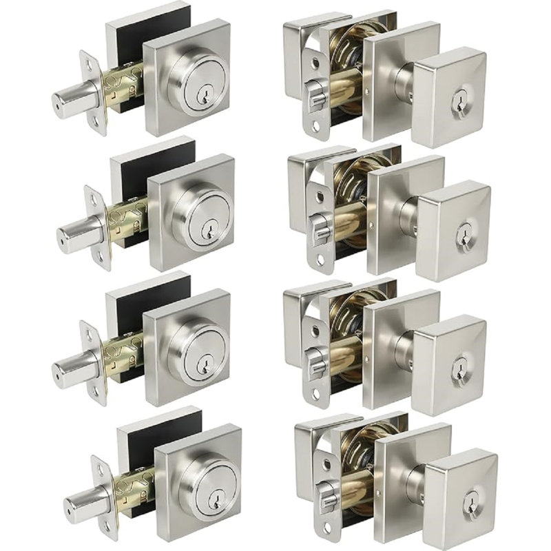 Ensemble de serrure à pêne dormant cylindrique simple et bouton de porte Cielsa Dawn Square