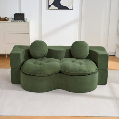 Convertible Sleeper Sofa with Pillows for Small Spaces