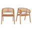 Chaises de salle à manger Mid-Century modernes en bois d'hévéa avec dossier en canne et accoudoirs-125186798