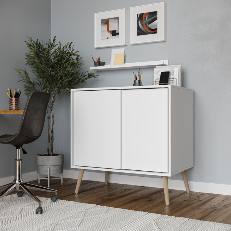 Rectangle Accent Cabinet, White/Pine
