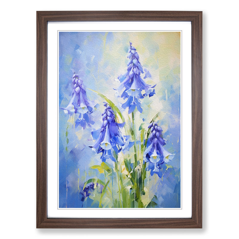 Bluebell Flower Impressionism - Framed Print, 34cm H x 25cm W x 2cm D, Walnut Framed