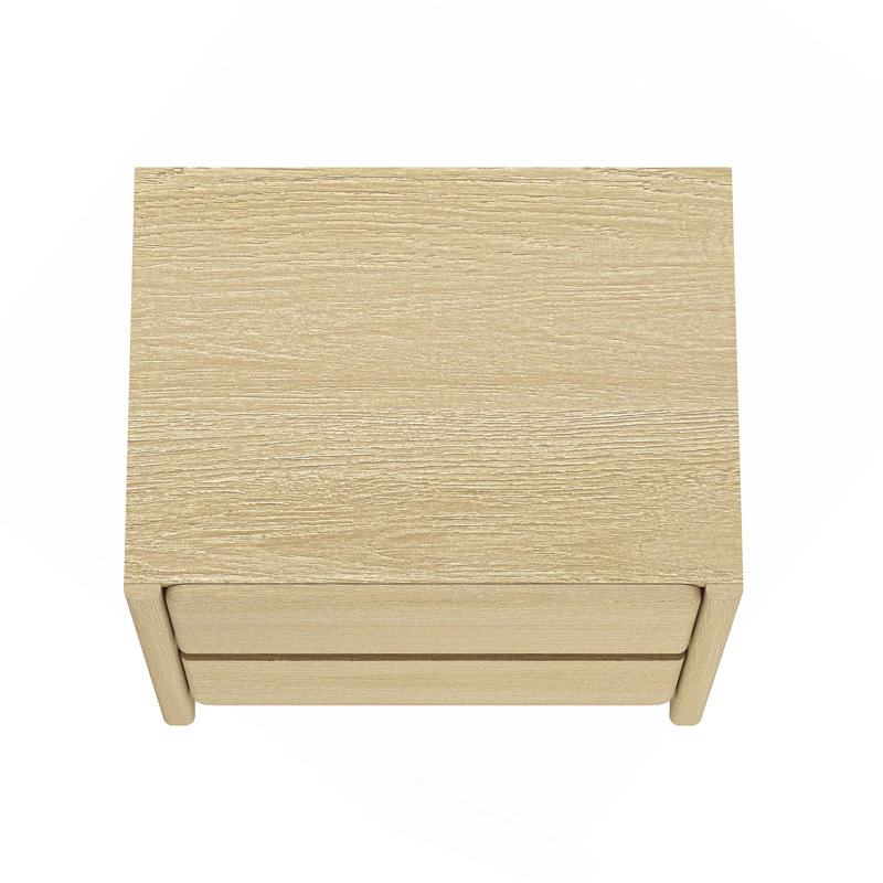 Linda 24" Nightstand In Natural Oak (2-Drawer), Brown
