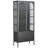 Benton 70.94-inch Black Four Door Metal Storage Cabinet with Fluted Clear Doors