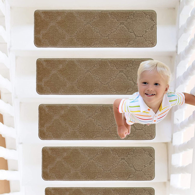 Tapis d'escalier, Beige clair, 7 pièces incluses