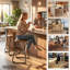 Ensemble de 3 tabourets de bar, tabourets de bar à hauteur de comptoir, tabourets de cuisine rembourrés, chaises de îlot de cuisine avec siège rembourré ovale rembourré en polyuréthane avec dossier, chaises de bar pour la cuisine, la salle à manger, le bar, le café-1928658280