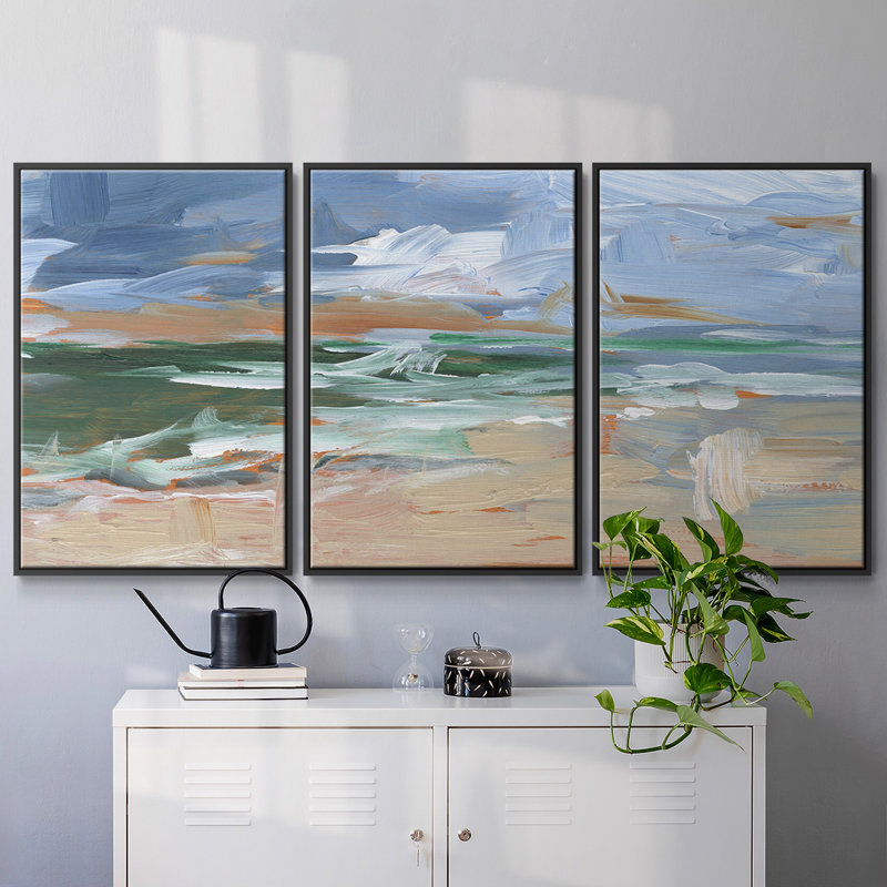 Painter's Composition Study II, encadré sur toile, 3 pièces, Cadre noir, H 24 po x l 48 po x P 2 po