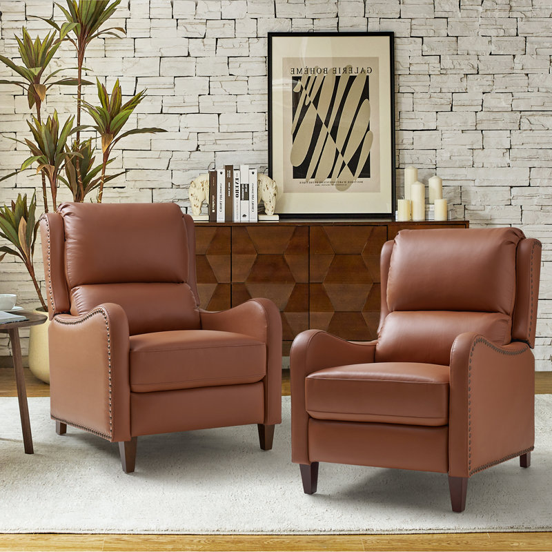Fauteuil inclinable en cuir Beecher 28,75 po, Cuir pleine fleur brique