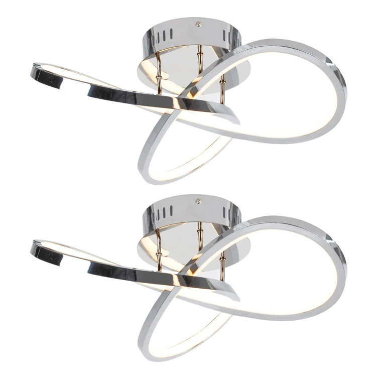 Cleophis Set of 2 Matt Black LED Loop Ceiling Lights