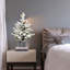 Arbre de Noël floqué avec base en pot, lumières à DEL blanc chaud, pointes, branches Pe + Pvc avec pommes de pin - petit arbre de vacances pré-éclairé pour la table, entrée-989434379