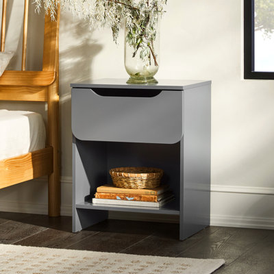 Table de chevet 1 tiroir avec compartiment gris foncé Bagwell