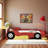 Kids Playful Design Race Car Theme Bed with Safety Guardrails-816815147-816815148