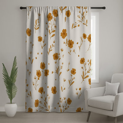 Rideaux à motif floral et voilages à motif floral - 1 panneau