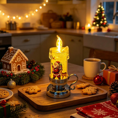Bougie de Noël, lampe à piles, décoration de table de Noël rétro, cadeau de fête