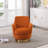 Velvet Swivel Barrel Chair, Swivel Accent Chairs Armchair For Living Room, Reading Chairs For Bedroom Comfy, Round Barrel Chairs With Gold Stainless Steel Base (Orange)-1381513579-1381513570