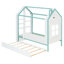 Structure de lit House avec lit gigogne escamotable, tablettes de rangement à queue et lumières DEL blanc froid-2047044693-2047044694