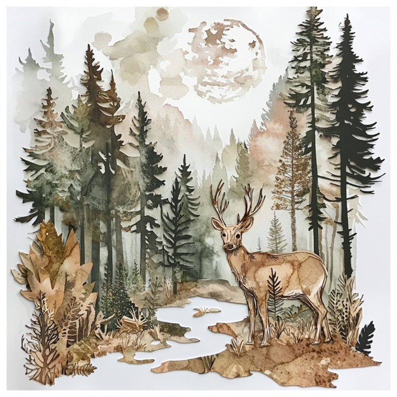 Deer In Forest Landscape Comforter, King