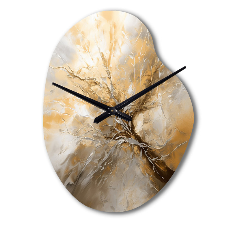 Or et argent Essence chromatique I - Horloge murale asymétrique abstraite, Petit