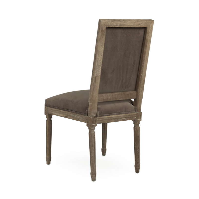Louis Side Chair - Limed Gray Brown Velvet, Espresso