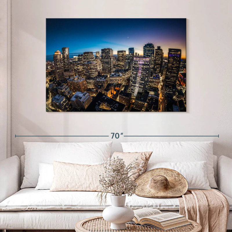 Blue Hour Boston Skyline, H 32 po x l 48 po