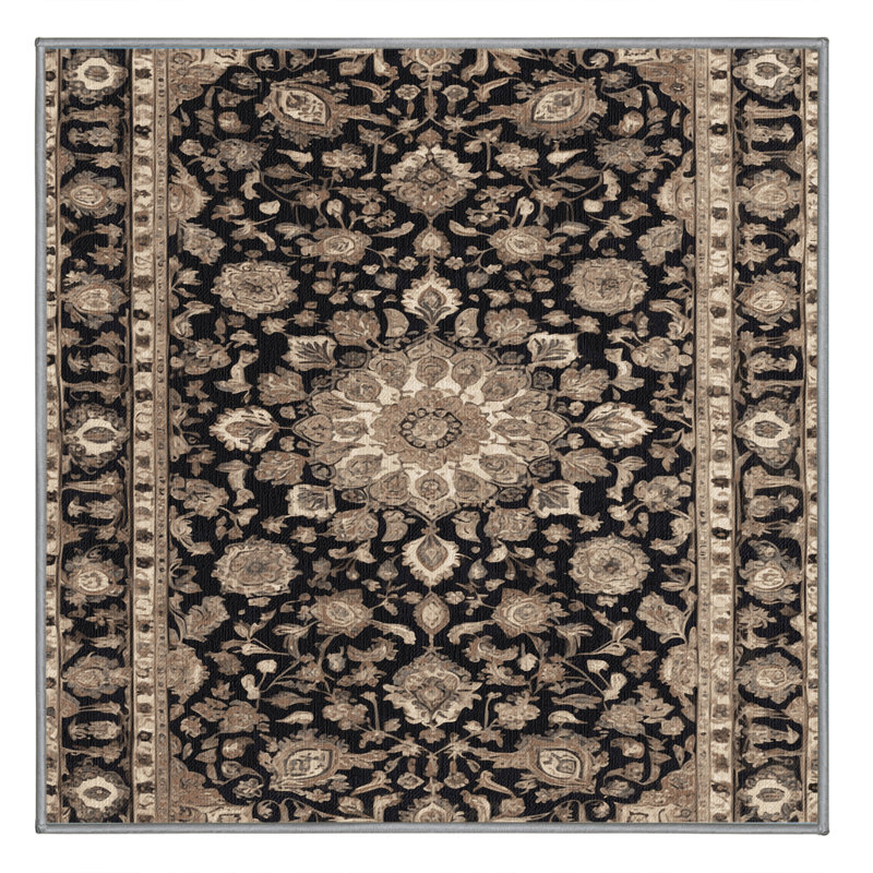 Tapis persan gris lavable à la machine, Carré 3 pi