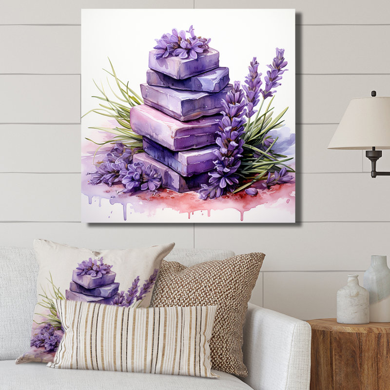 Impression de toile mauve lavande mauve Batjhroom I, H 16 po x l 16 po x P 1 po, Toile tendue