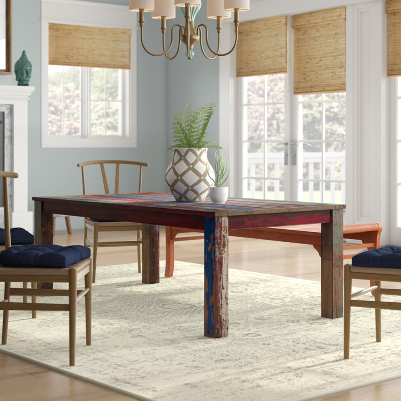 Anderle Teak Solid Wood Top Dining Table, 30" H x 87" L x 43" W