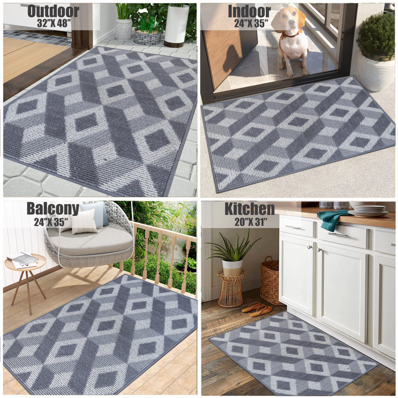 Tapis de porte d'extérieur antidérapant Kadience, L 15 po x L 24 po, gris